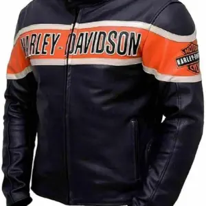 Men Victory Lane Motorcycle Jacket – Black Biker Style HD Leather Jacket