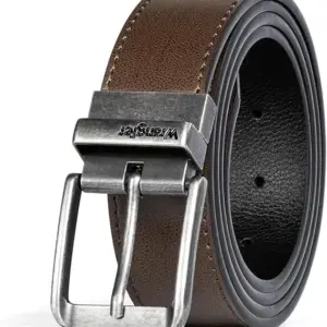 Wrangler Mens Reversible Leather Belt, Brown Black Casual Dress Belt One Size, Cut For Fit