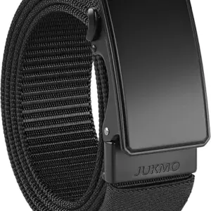 JUKMO Men's 1.5" Nylon Ratchet Belt, Casual Web Click Belt with Slide Buckle for Jeans, No Holes Adjustable Trim to Fit